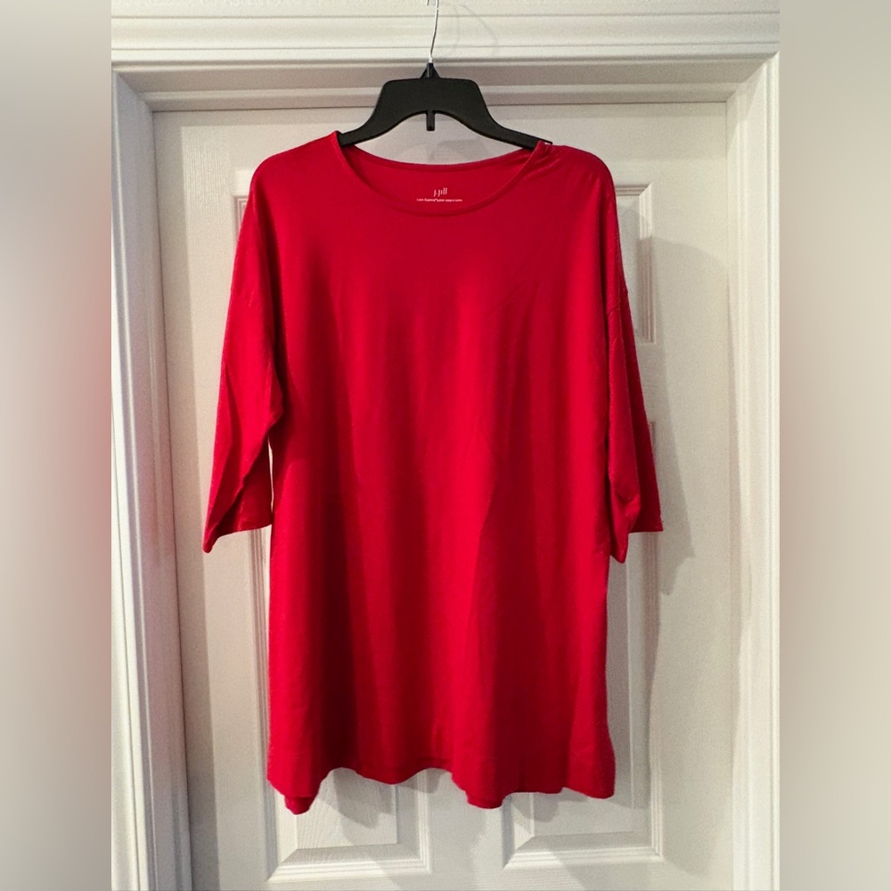 J.Jill Red 3/4 Sleeve Top